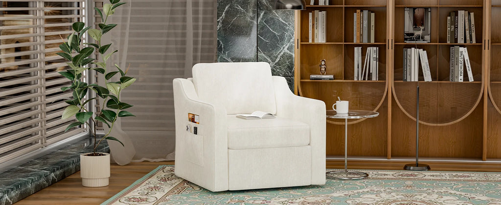 360° Swivel Accent Chair Set of 2, Large Comfy Reading Chairs, Accent Square Single-seat Armchair Upholstered Sofa