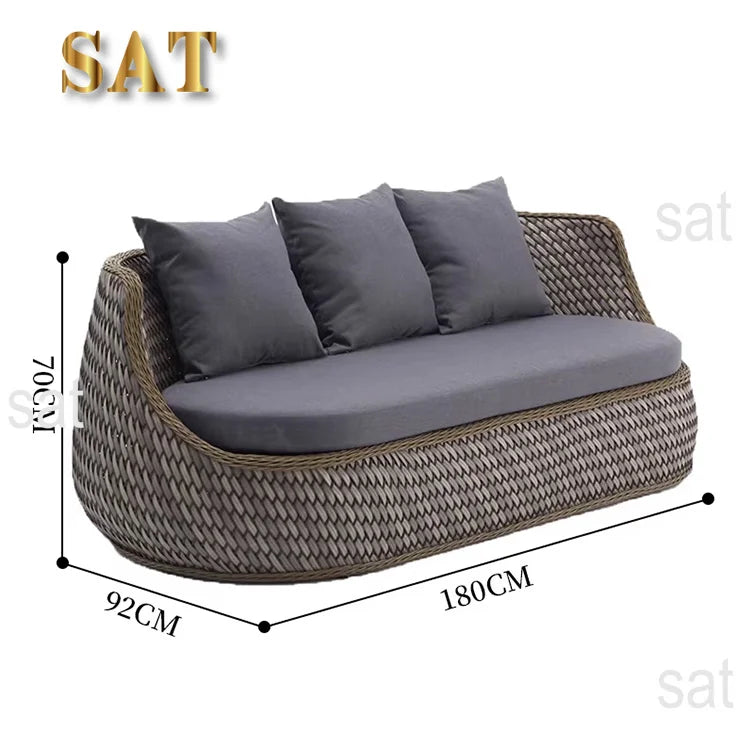 Otdoor Wicker Garden Sectional Sofa Set With Cushion Garden Rattan Furniture Sofa