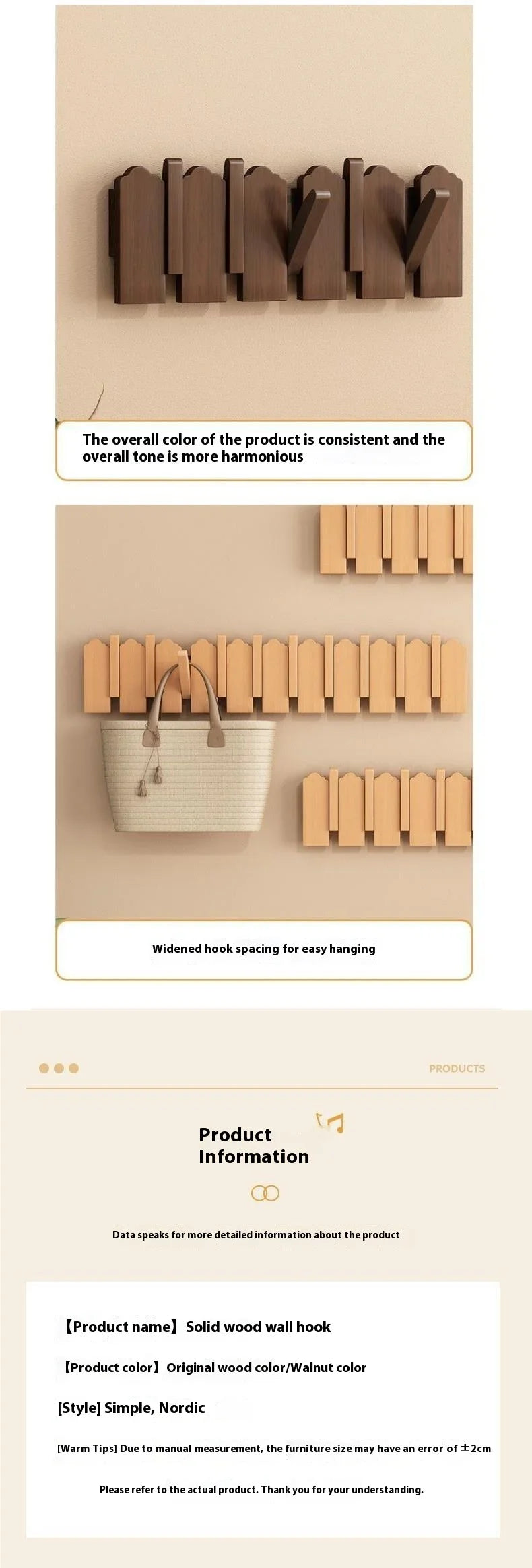 Wooden Piano Key Coat Hooks - Wall Mounted Entryway Hangers for Door & Foyer - Creative Wooden Wall Organizer for Keys & Clothes
