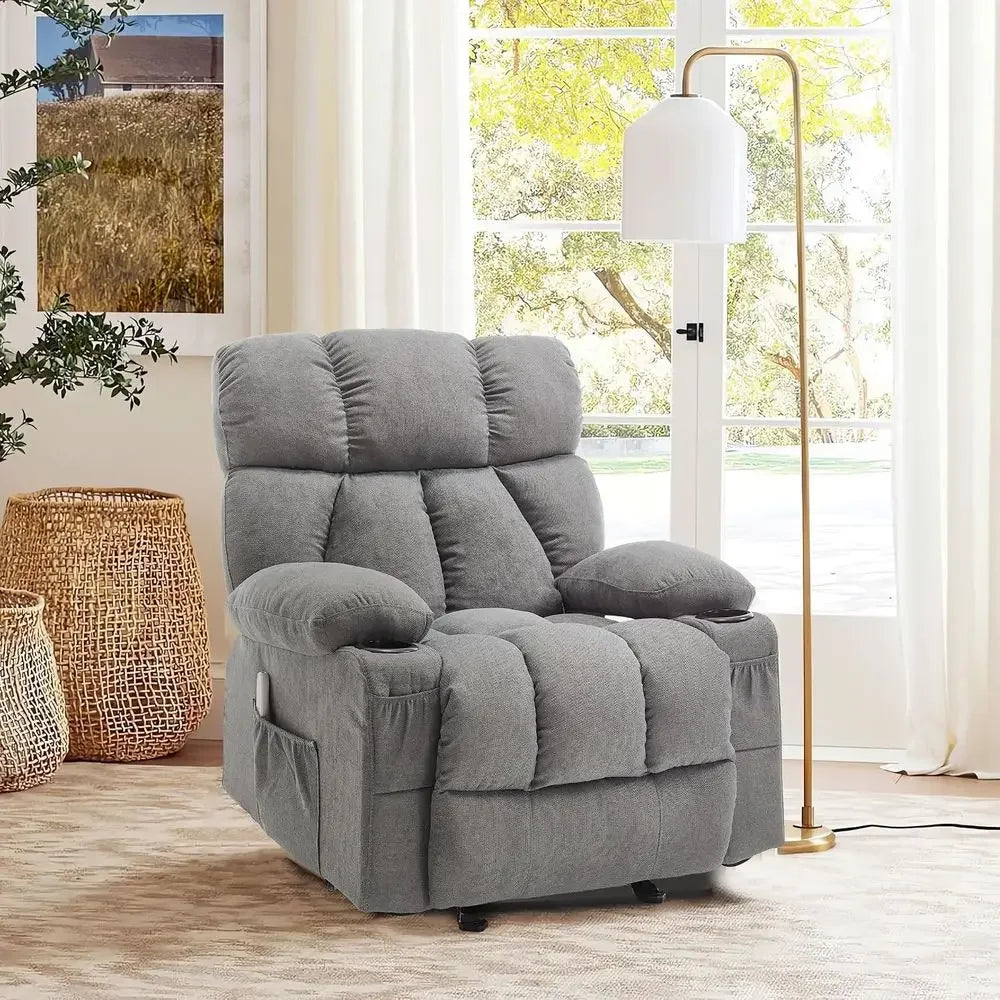 Massage Rocker Recliner Chair with Heat and Vibration Ergonomic Rocking Lounge Chair or Living Room Comy Overstued Recliner with
