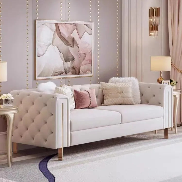 Light luxury fabric pull-button sofa, living room modern minimalist small apartment velle high-back tiger chair furniture