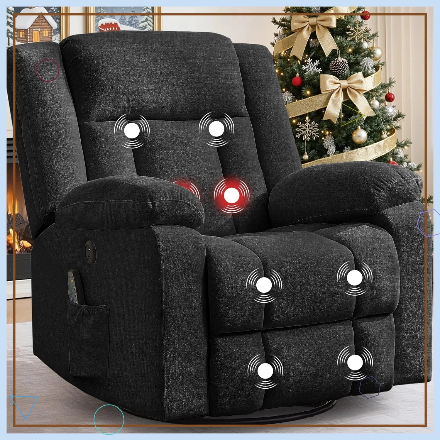 Recliner Chair,Rocking Chair with Massage and Heat,360° Swivel Recliner Chairs for Adults,for Bedroom,Nursery,Living Room Chairs