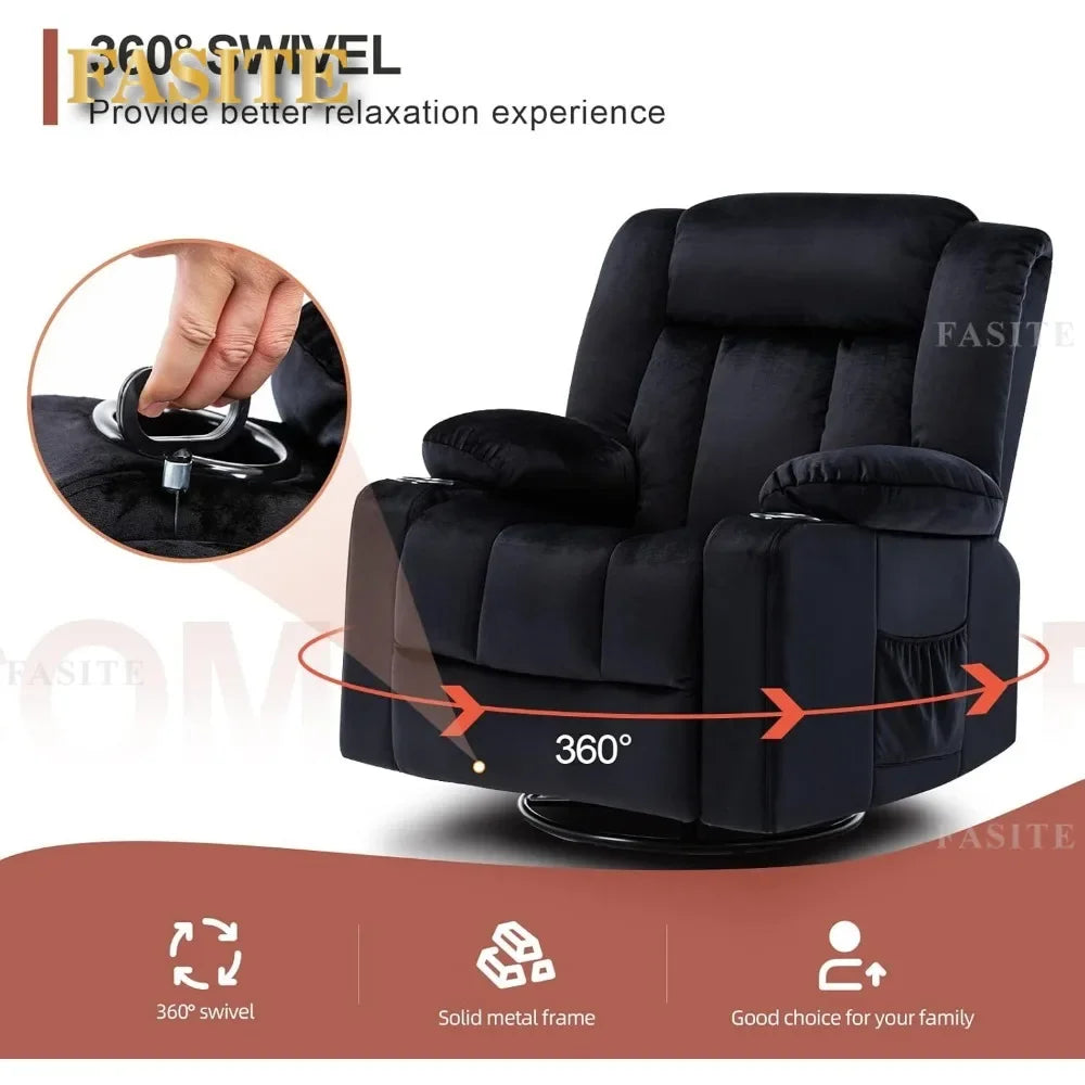 Nordic High Quality Massage Rocker With Heated 360 Lazy Boy Recliner Single Sofa Seat With Cup