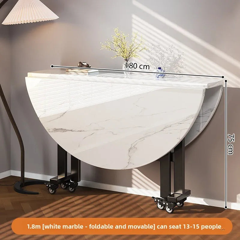 movable small apartment dining table folding round lounge extendable dining table modern Portable mesa comedor Kitchen furniture