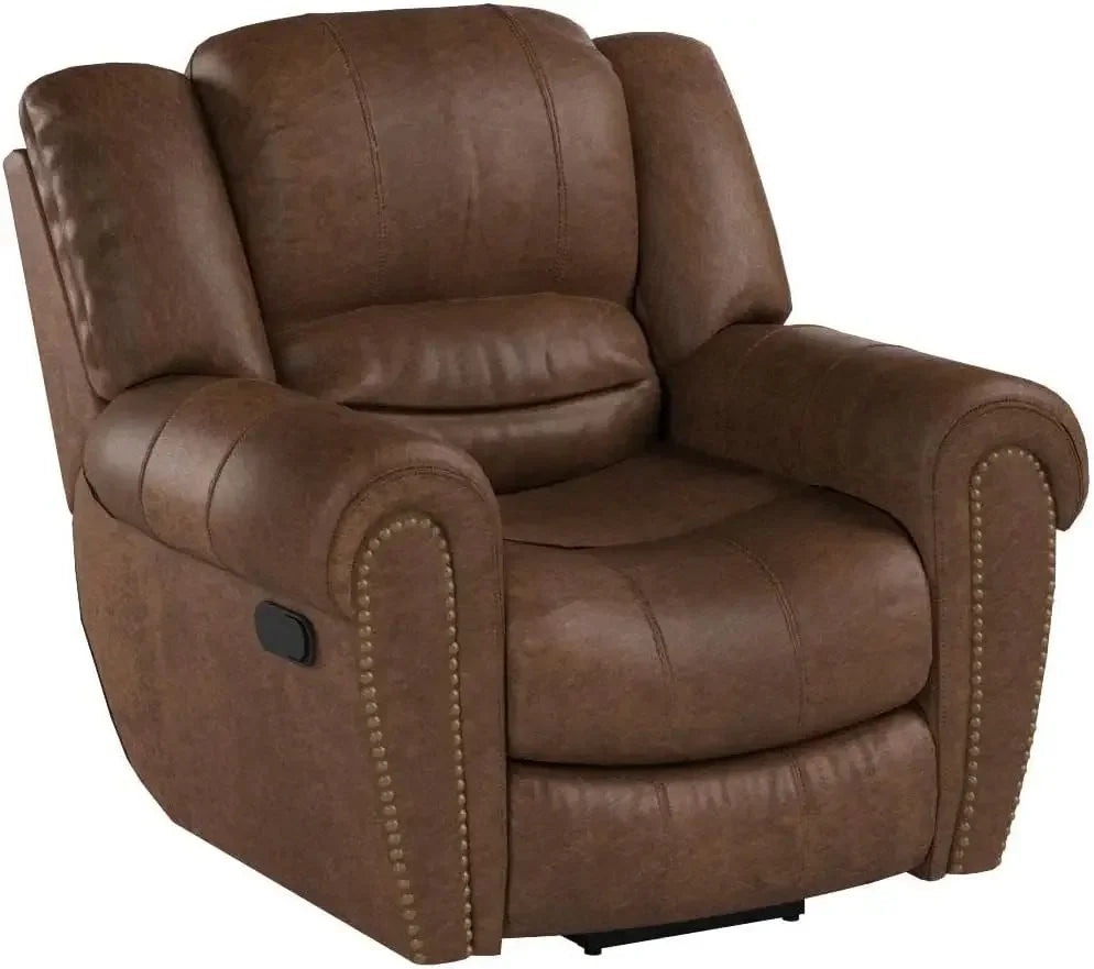 Leather Recliner Chair, Classic and Traditional Manual Recliner Chair with Comfortable Arms and Back Single Sofa for Livin