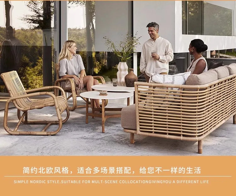 Outdoor rattan sofa, courtyard leisure, outdoor balcony, rattan chair, sun protection and waterproof combination furniture