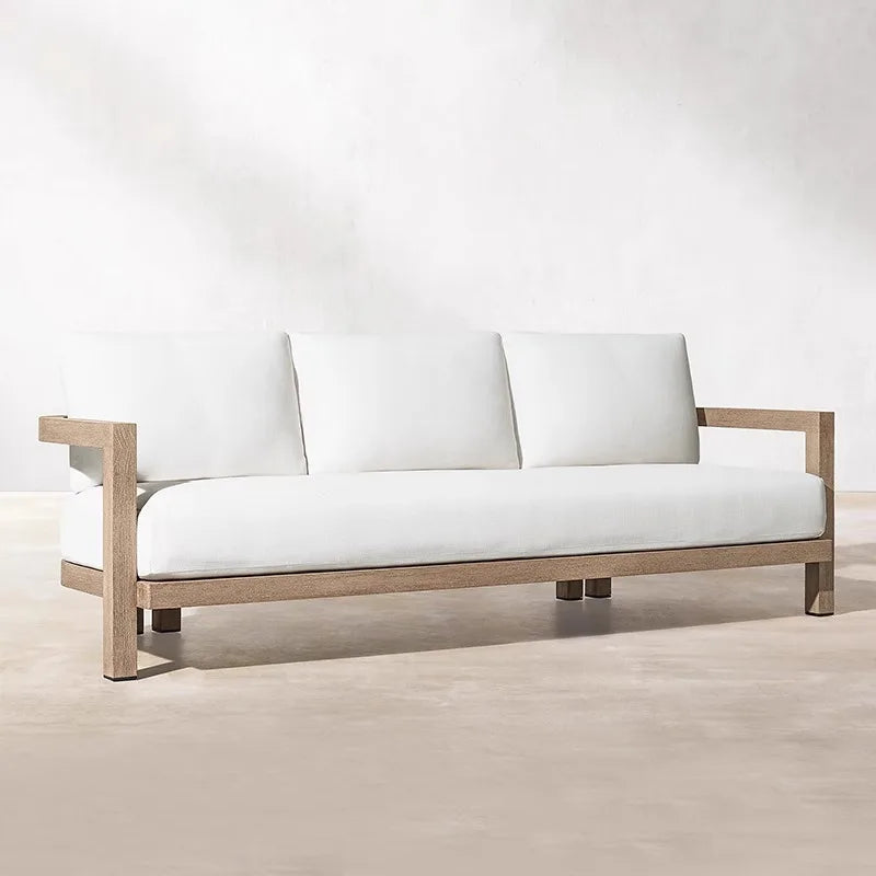 Outdoor solid wood sofa, garden terrace, hotel, homestay, balcony designer, outdoor leisure furniture combination