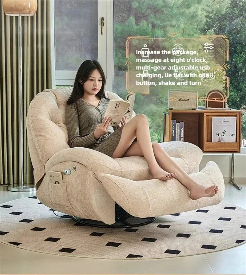 Modern Fabric Living Room Sofas Designer Living Room Furniture Leisure Lazy Sofa Bed Rocking Chair Nordic Home Rotating Recliner