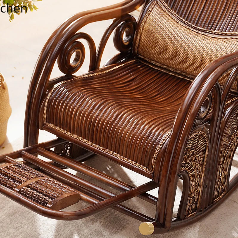 Natural rattan rocking chair adult sofa household cushion living room