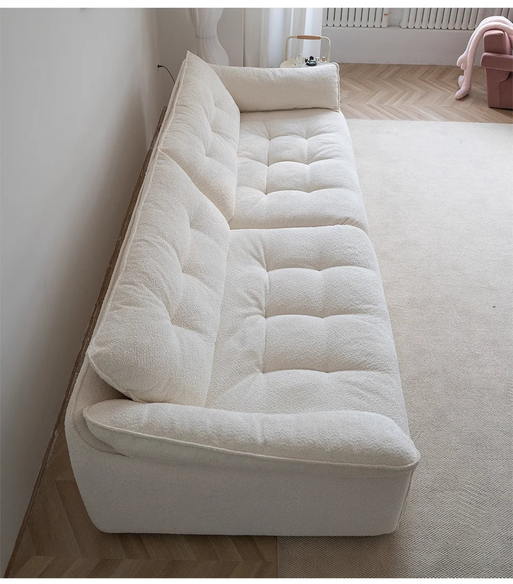 # Nordic Modern Cream White Sherpa 3-seater Living Room Set Sofa Modular Deep Throne Villa Apartment Hotel Designer Sofa