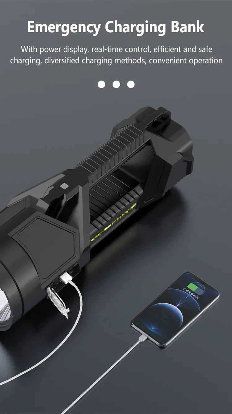 Powerful P70 LED Work Light USB Rechargeable Searchlight Spotlight Portable Flashlight Camping Lantern Torch Floodlight
