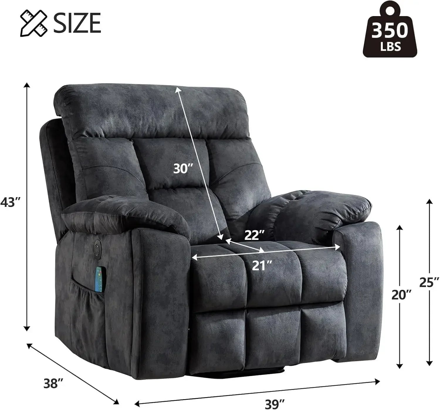 Large Power Lift Recliner Chair with Massage and Heat for Elderly Big and Tall People, Overstuffed Wide Recliners with 2 Cup