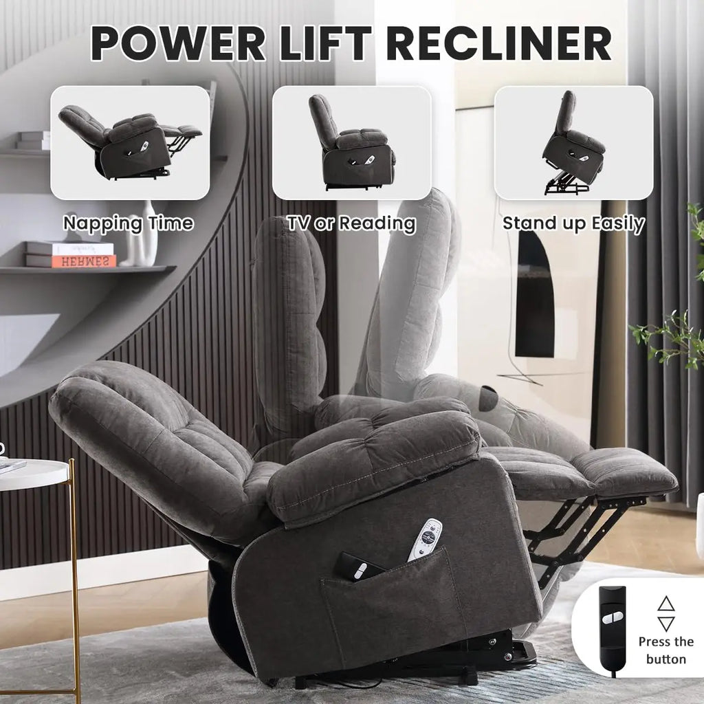 Power Lift Recliner Chair for Elderly with Vibration Massage and Heating Functions, Electric Recliner Single Sofa, Customized