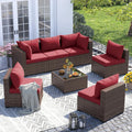 Outdoor Furniture 7-Piece Wicker Patio Set, Non-Slip Cushion, Custom