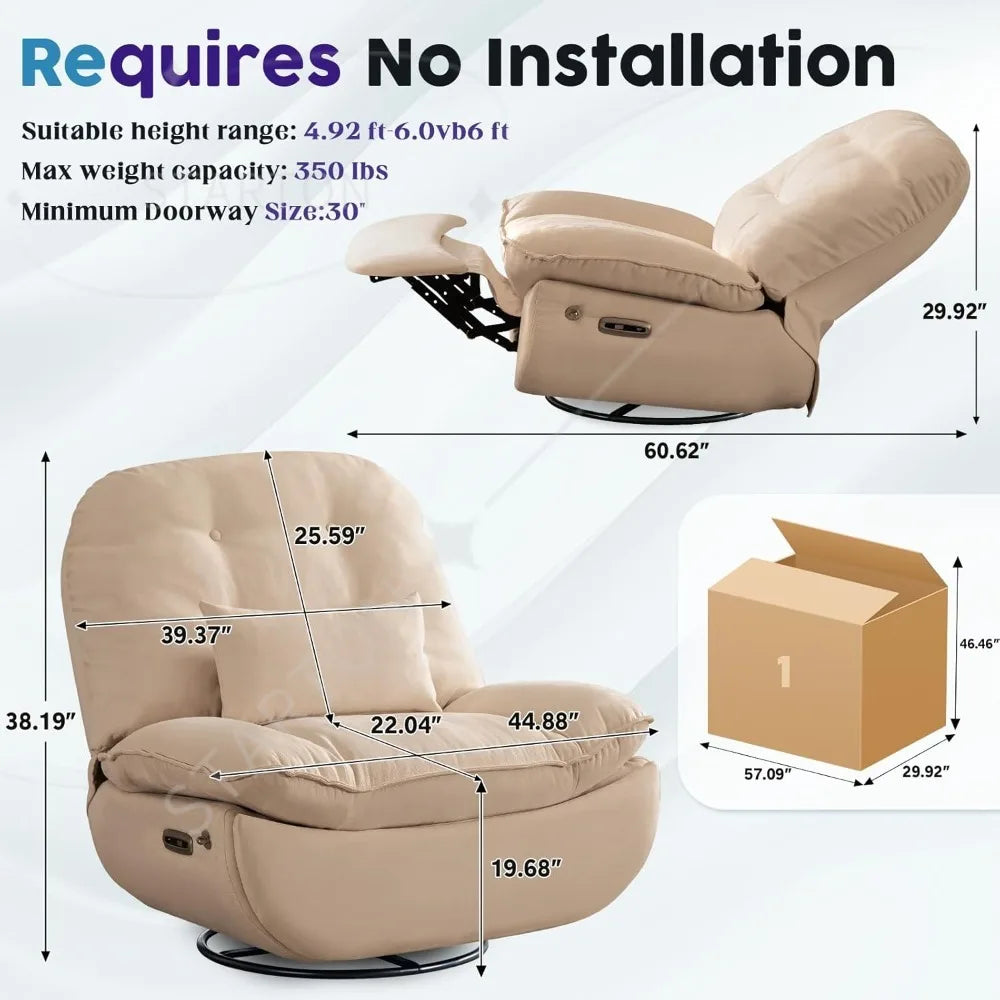 Smart Voice Control Electric Reclining Sofa Living Room Adults Modern Swivel Rocker Glider Chairs for，Oversized Recliner Chair