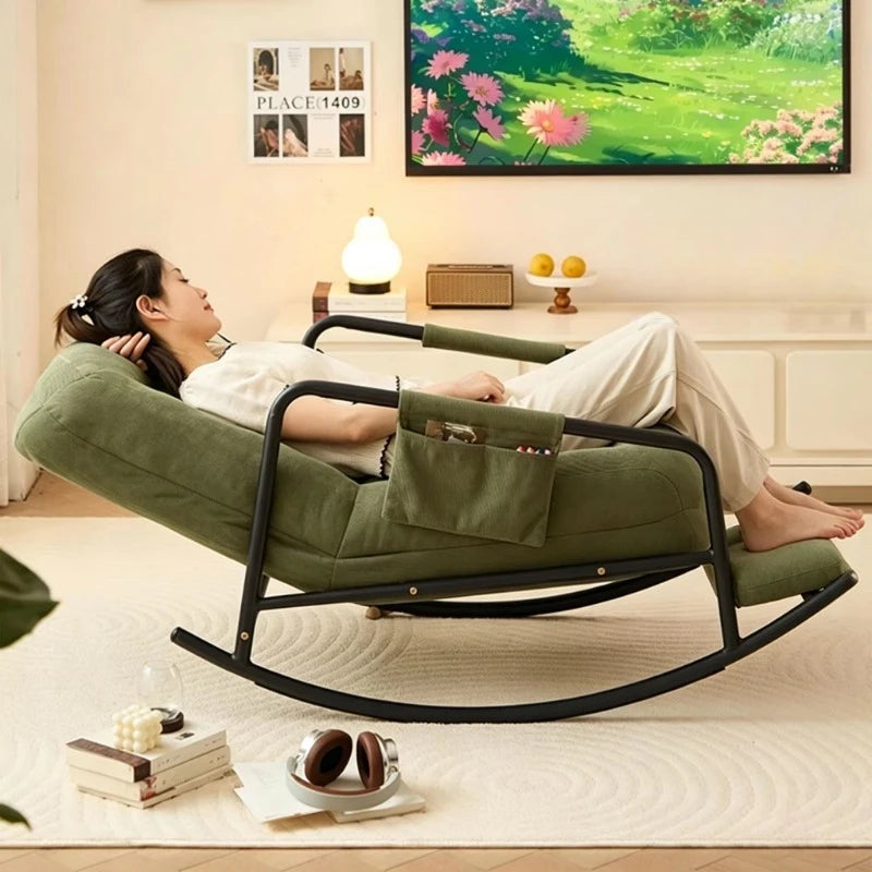 Apartment rocking chair Modern living room Single sofa chair, fabric casual home