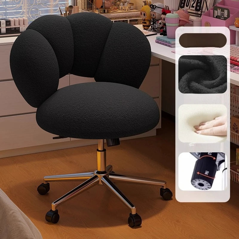 Cream Wind Living Room Chairs Furniture Dressing Stool Rotatable Chair Lamb Wool Small Internet Celebrity Stool Computer Stool