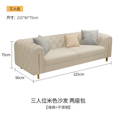 Light luxury fabric pull-button sofa, living room modern minimalist small apartment velle high-back tiger chair furniture
