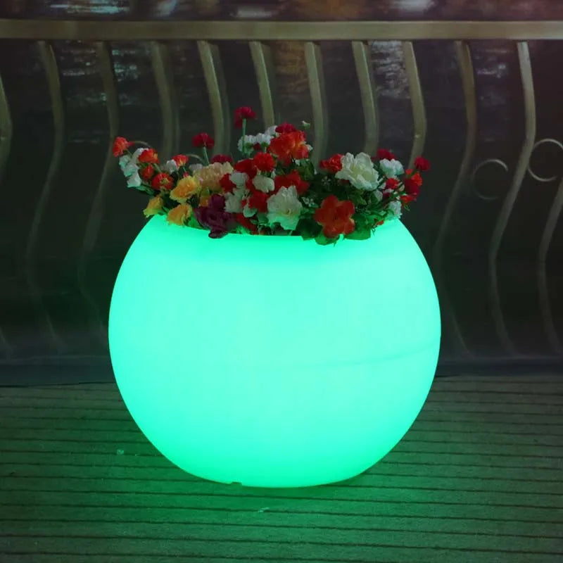 Glowing Light Outdoor Led Illuminated White Waterproof Flower Plant Pots Home Furniture Pot Changing Garden Led Flower