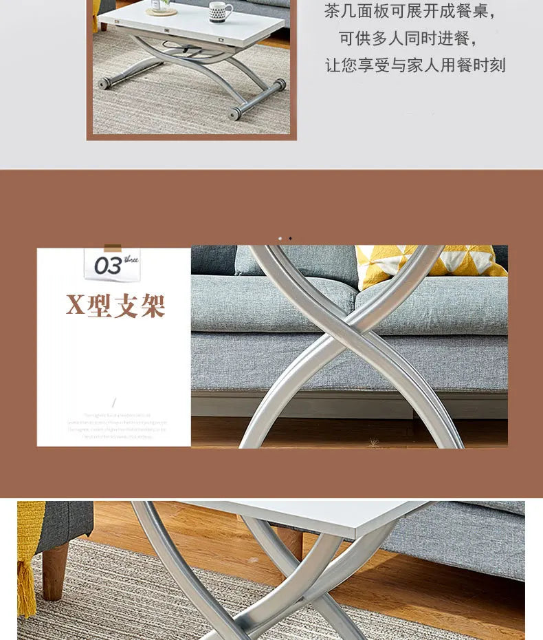 YFY  Activity Coffee Table Dining Table Integrated Small Apartment Folding Lifting Dual-use Movable with Wheels Two-in-One