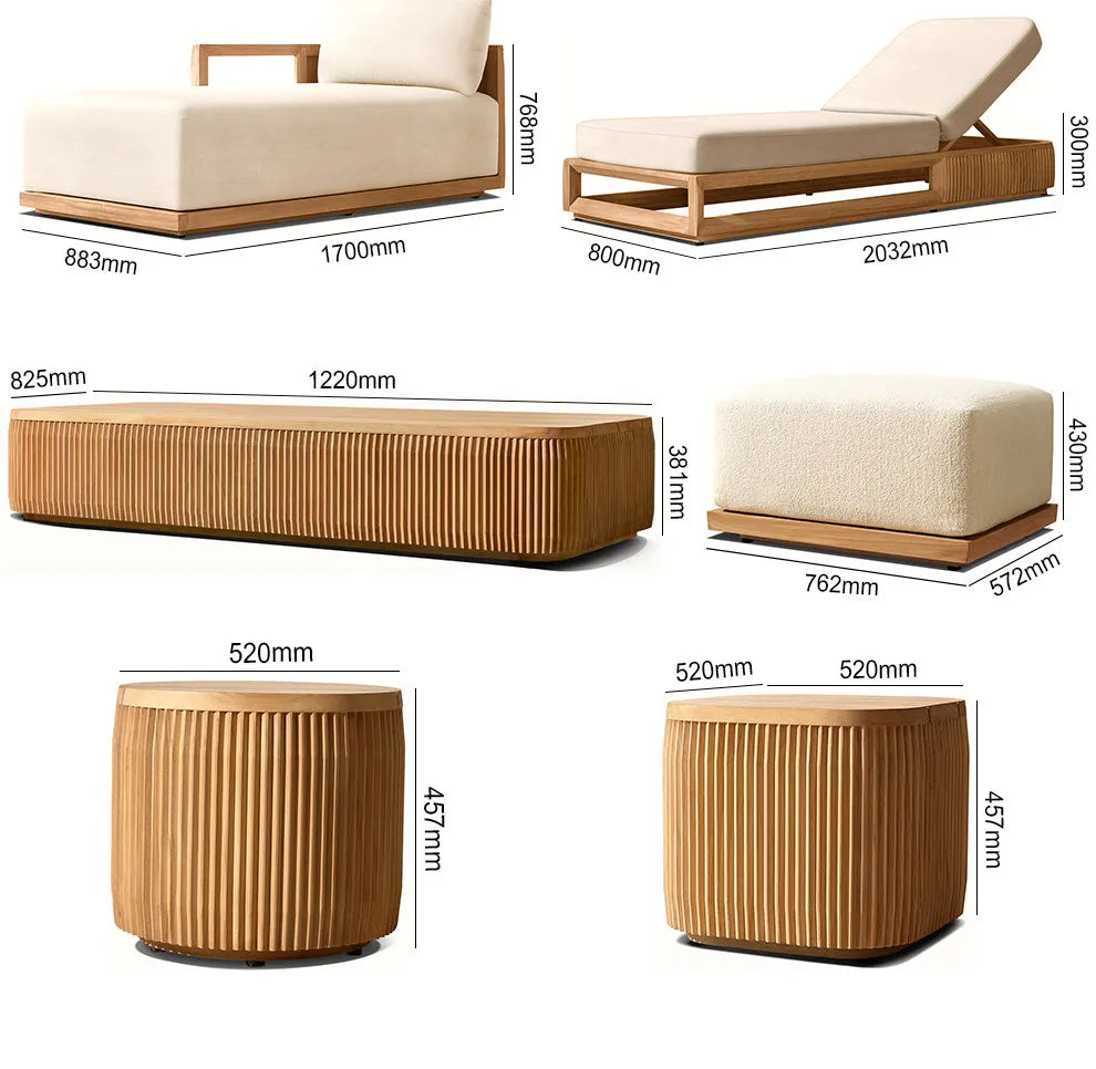 Outdoor Teak Sofa Courtyard Villa Garden Waterproof Sunscreen Outdoor Outdoor Balcony Hotel Homestay Leisure Furniture