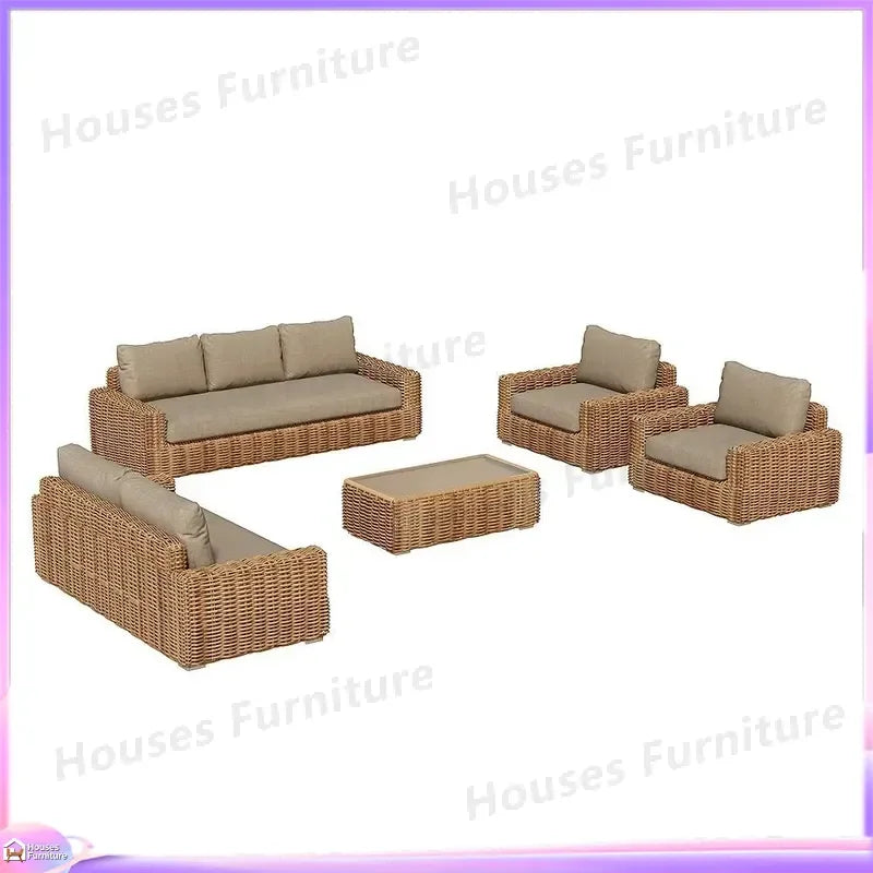 Modern Outdoor Wicker Sofa Set PE Rattan Aluminum Garden Furniture Patio Terrace Balcony Courtyard Villa Apartment Leisure