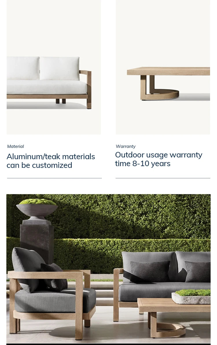 Patio Furniture Set Luxury Hotel Garden Sofa Teak Outdoor Furniture Set Villa Resort Wooden