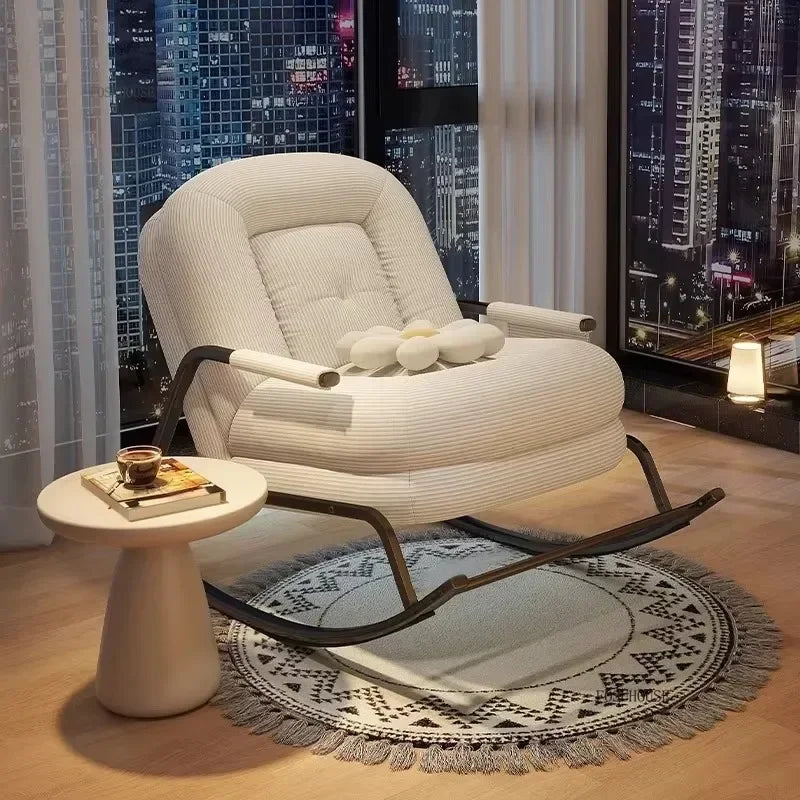 Modern Corduroy Living Room Chair Multifunctional Lazy Chair with Backrest for Balcony Home Leisure Creative Design