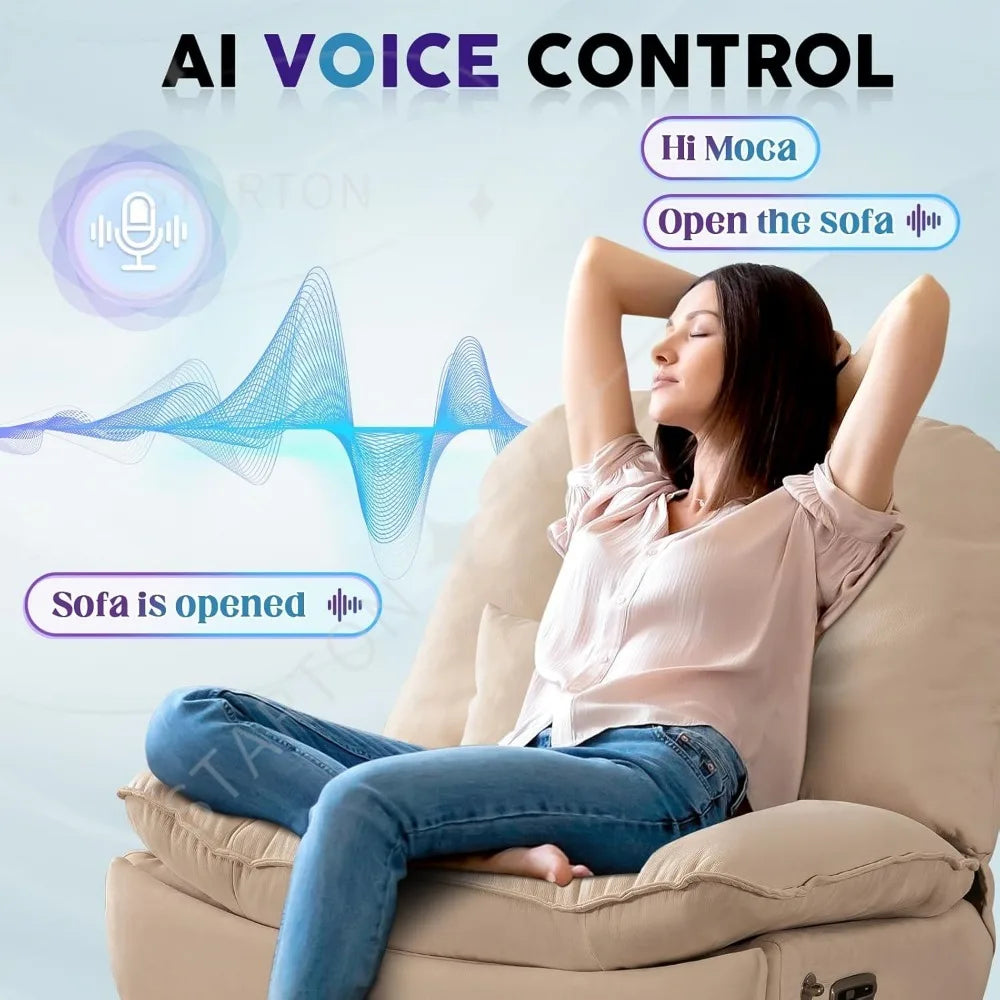 Smart Voice Control Electric Reclining Sofa Living Room Adults Modern Swivel Rocker Glider Chairs for，Oversized Recliner Chair