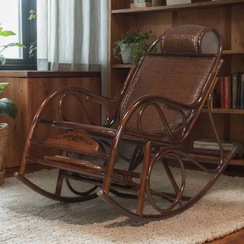 HYS rattan chair natural real rattan rocking chair adult rocking recliner leisure home balcony rattan elderly carefree nap