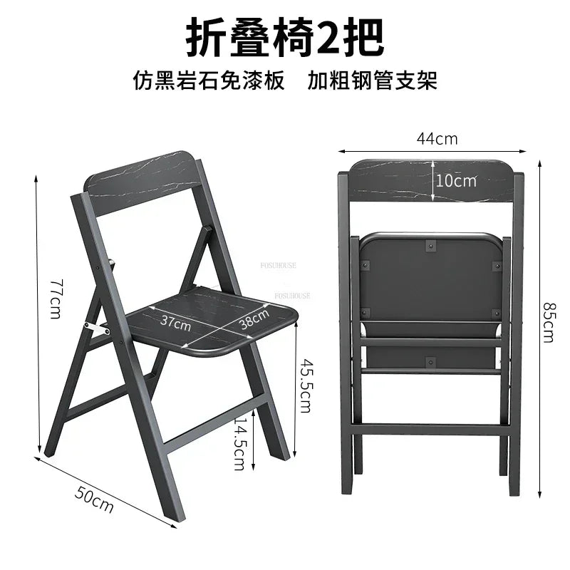 Home Folding Dining Table Set with Chairs Mobile Round Furniture Modern Kitchen Living Room Light Luxury Simple Portable