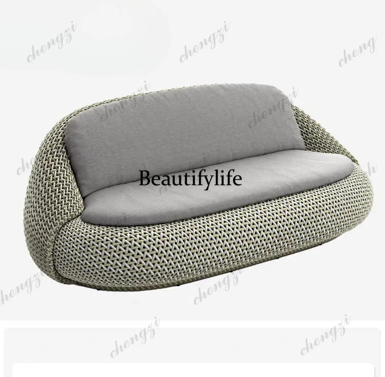 Nordic outdoor aluminum alloy sofa courtyard villa sofa single waterproof homestay outdoor rattan combination