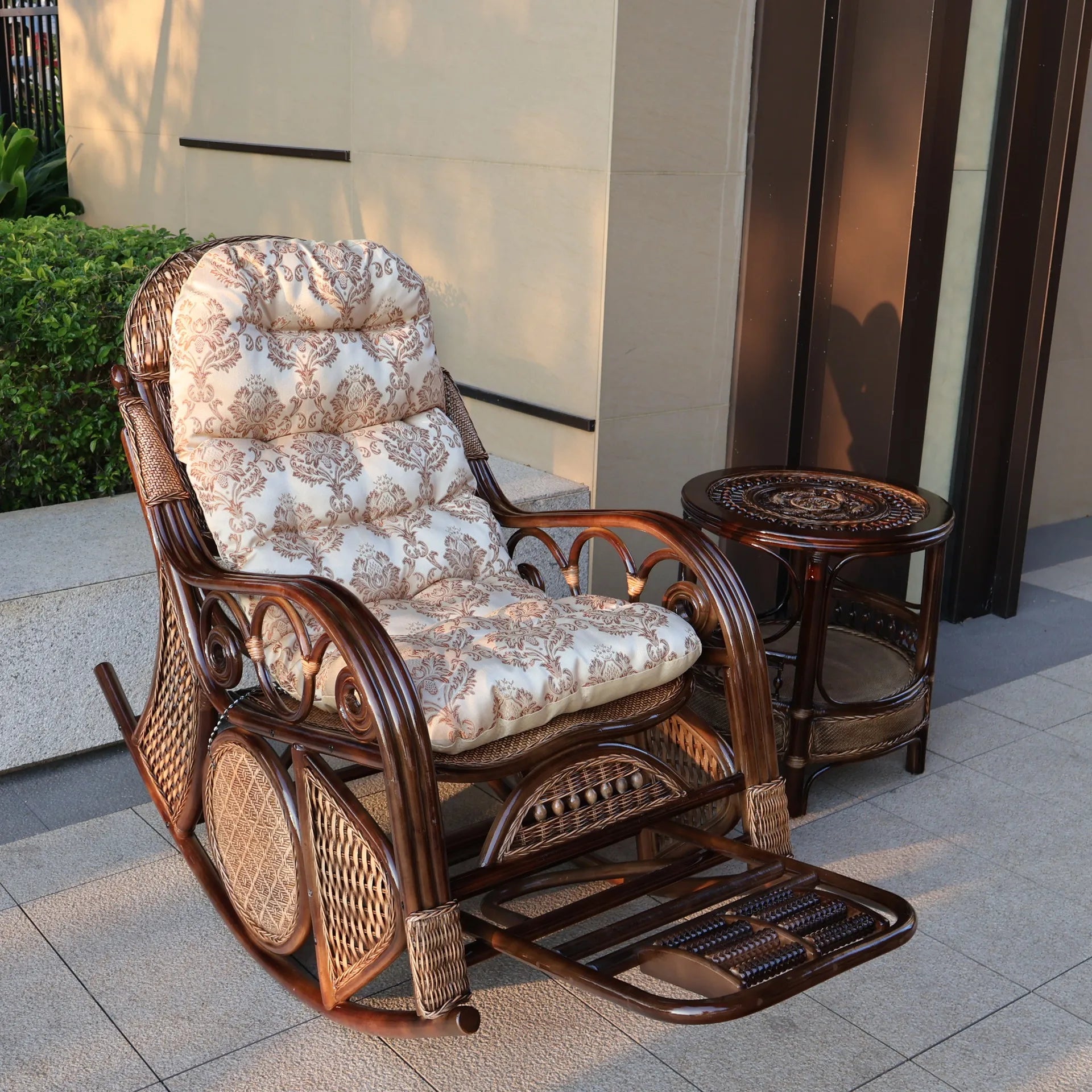 Leisure Lazy Rocking Chair Pastoral Rattan Natural Rattan Homestay Rocking Chair