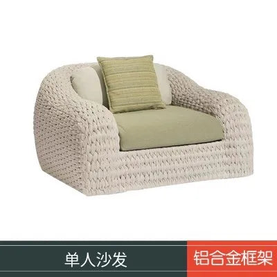 HYS Outdoor Rattan Sofa Combination Villa Courtyard Hotel Model Room Living Room Outdoor Homestay Leisure Rattan Chair