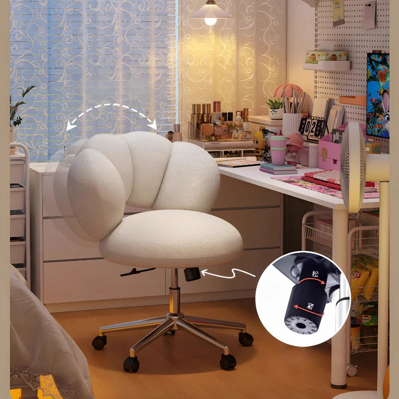 Cream Wind Living Room Chairs Furniture Dressing Stool Rotatable Chair Lamb Wool Small Internet Celebrity Stool Computer Stool