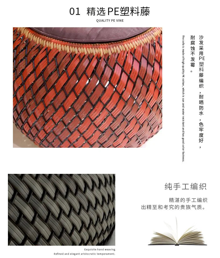Nordic PE Rattan Woven Beach Chairs Terrace Garden Outdoor Chairs Light Luxury High-end Outdoor Furniture Patio Leisure Chair