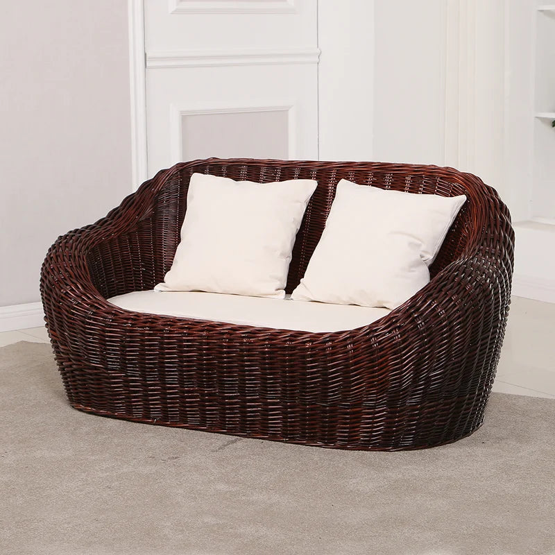 Rattan Wicker Sofa Chair for Indoor Outdoor Use Tatami Balcony Bedroom Living Room Decor Casual Single Double Triple Seating