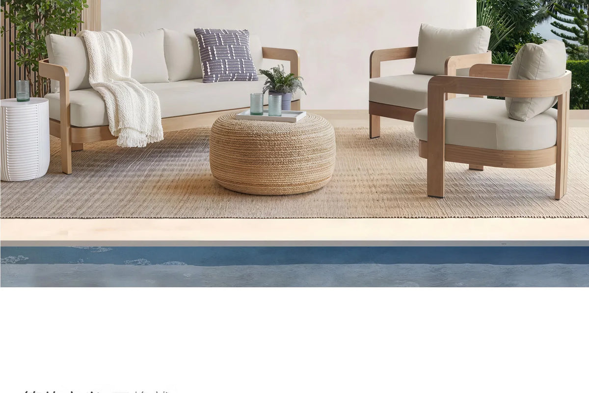 Outdoor Sofa, Teak Wood, Leisure, Waterproof, Sun-Resistant, Suitable For Villas, Courtyards, Hotels, Guesthouses, Balconies, An