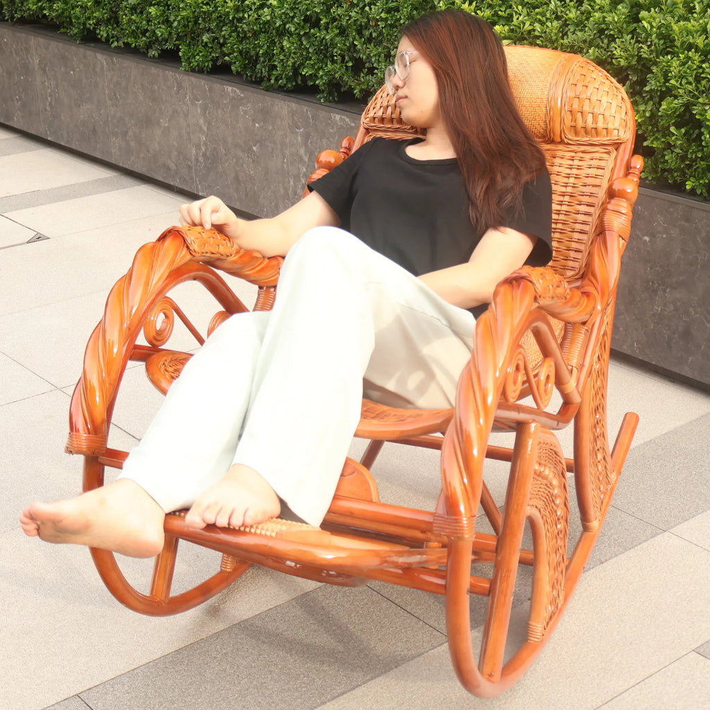 HYS rattan home rocking chair recliner back recliner nap chair leisure chair home elderly free