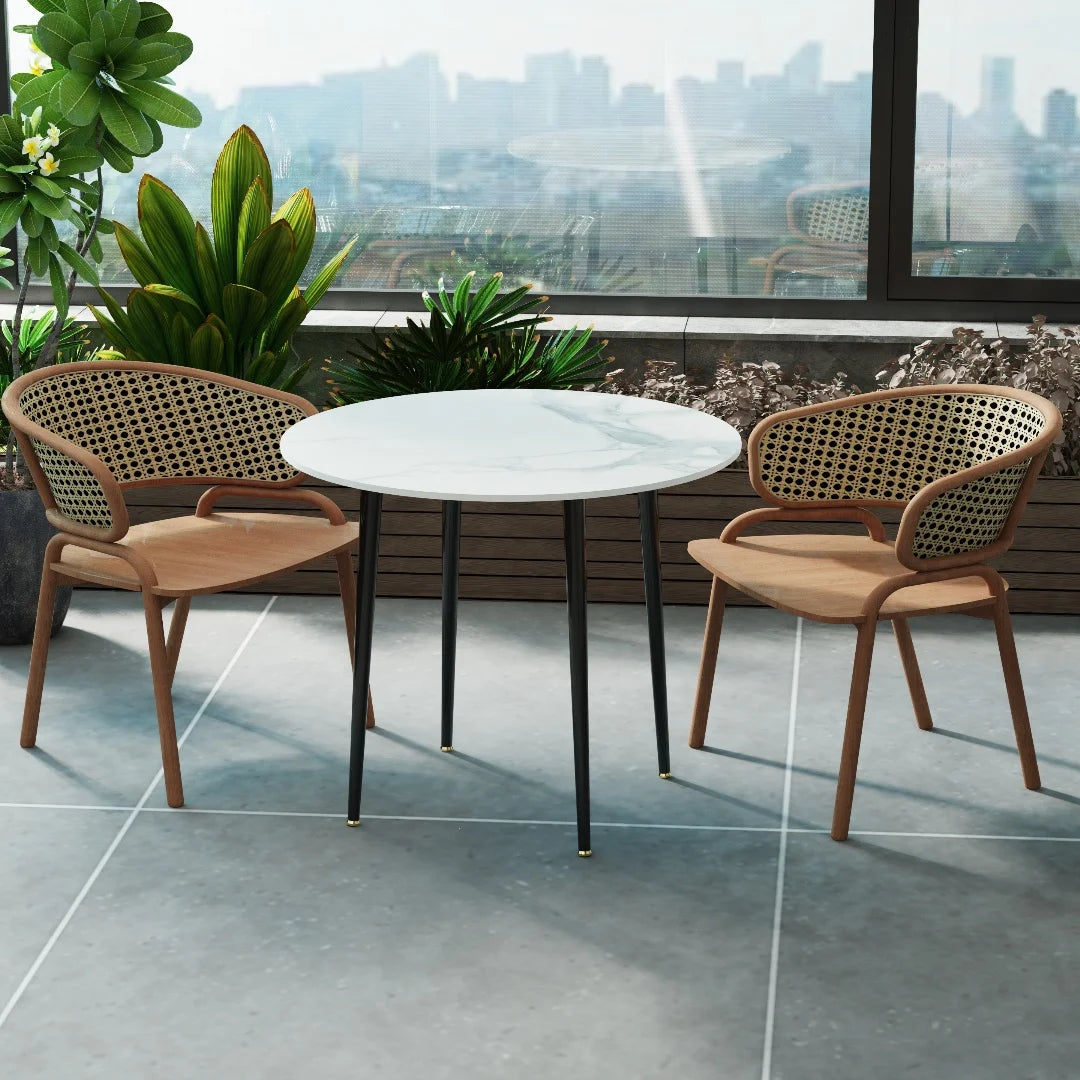 LUVODI 32" Round Marble Dining Table for 2-4 People,White & Grey Restaurant Kitchen Cafe Coffee Table Furniture