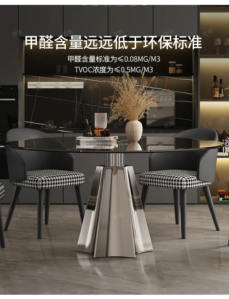 YJ Tempered glass negotiation table Light luxury household small apartment dining table Modern simple round stainless steel