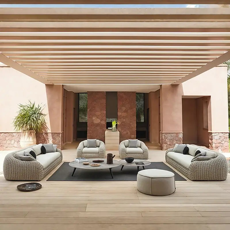 All-weather modern leisure outdoor furniture aluminum frame combination courtyard garden sofa set