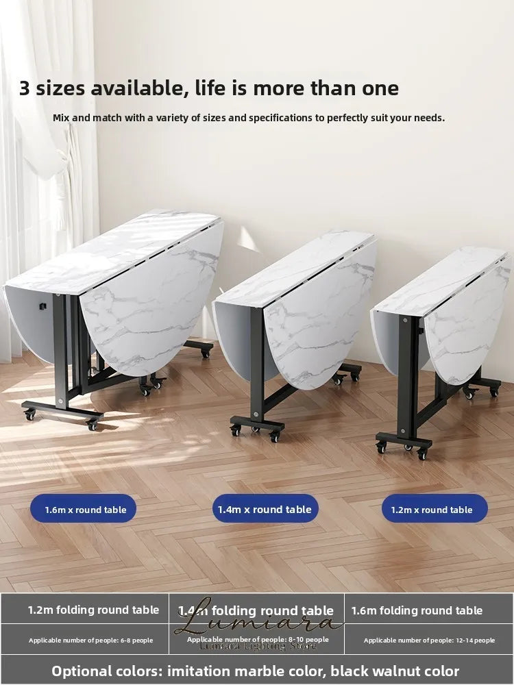 Folding table Household dining table Small apartment round table Multifunctional installation-free mobile simple round dining