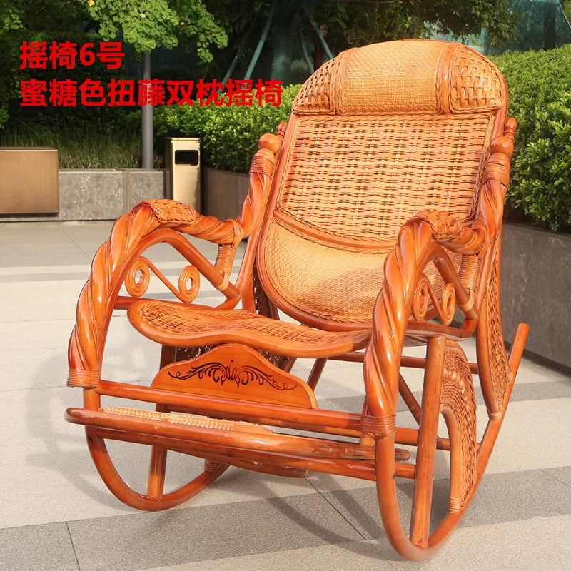 Natural rattan rattan household rocking chair recliner back recliner nap leisure household elderly free