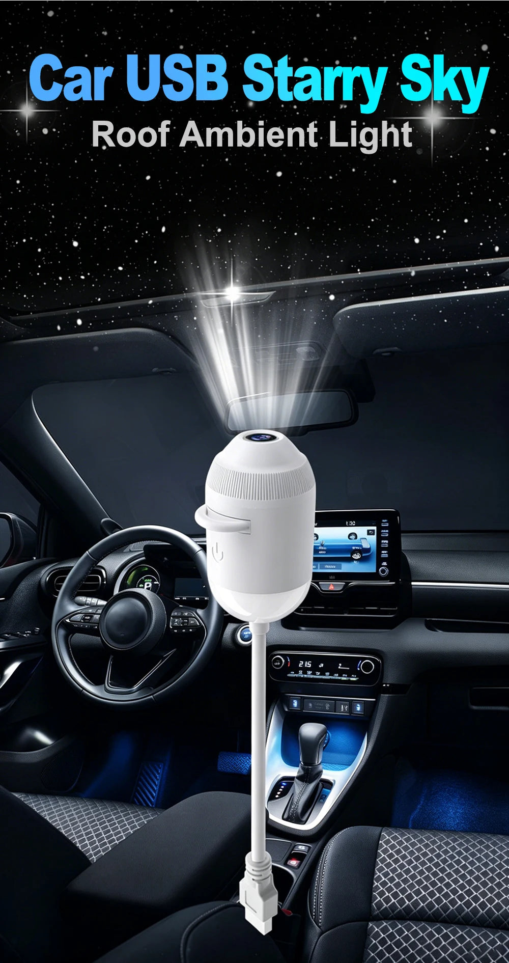 USB Starry Sky Projector Night Light 360° Bendable HD Galaxy Moon Planet Projection Lamp Plug Play Car Bedroom Projector Lamp