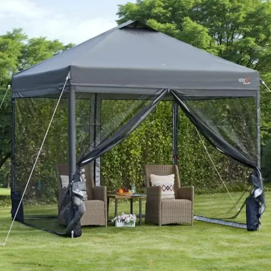 10x10 Pop Up  Tent with Mosquito Netting Outdoor Portable Sn Tent for Yard Party Camping and Picnic 3 Height Positions Patio Ga