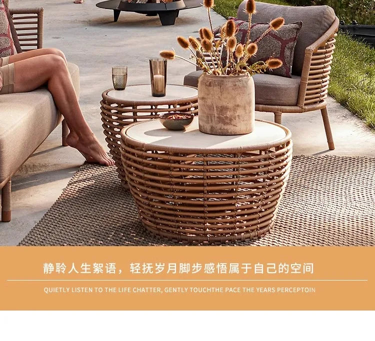 Outdoor rattan sofa, courtyard leisure, outdoor balcony, rattan chair, sun protection and waterproof combination furniture