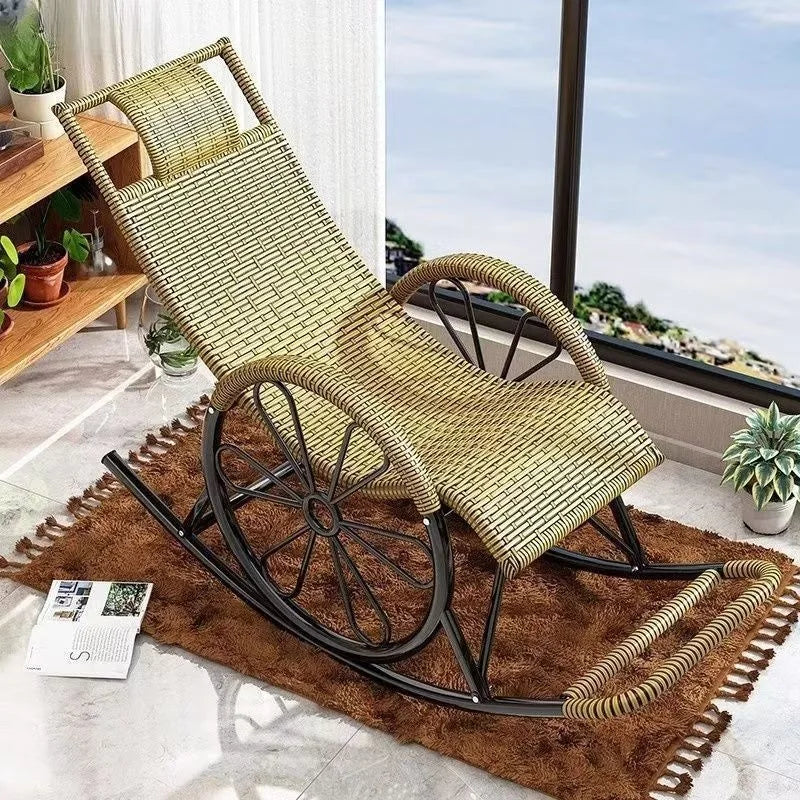 Rocking  Reclining Chair Adult Rattan Lunch Break Balcony Home Leisure Sleeping Living Room Elderly Free Chair