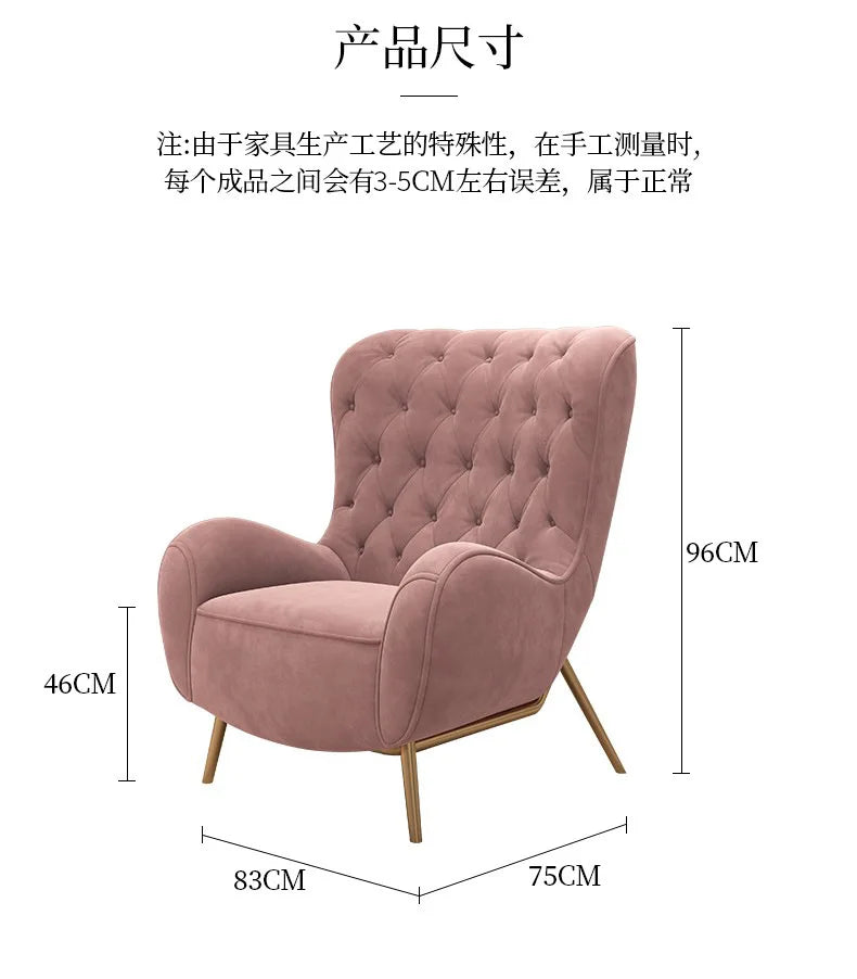 Light luxury fabric pull-button sofa, living room modern minimalist small apartment velle high-back tiger chair furniture