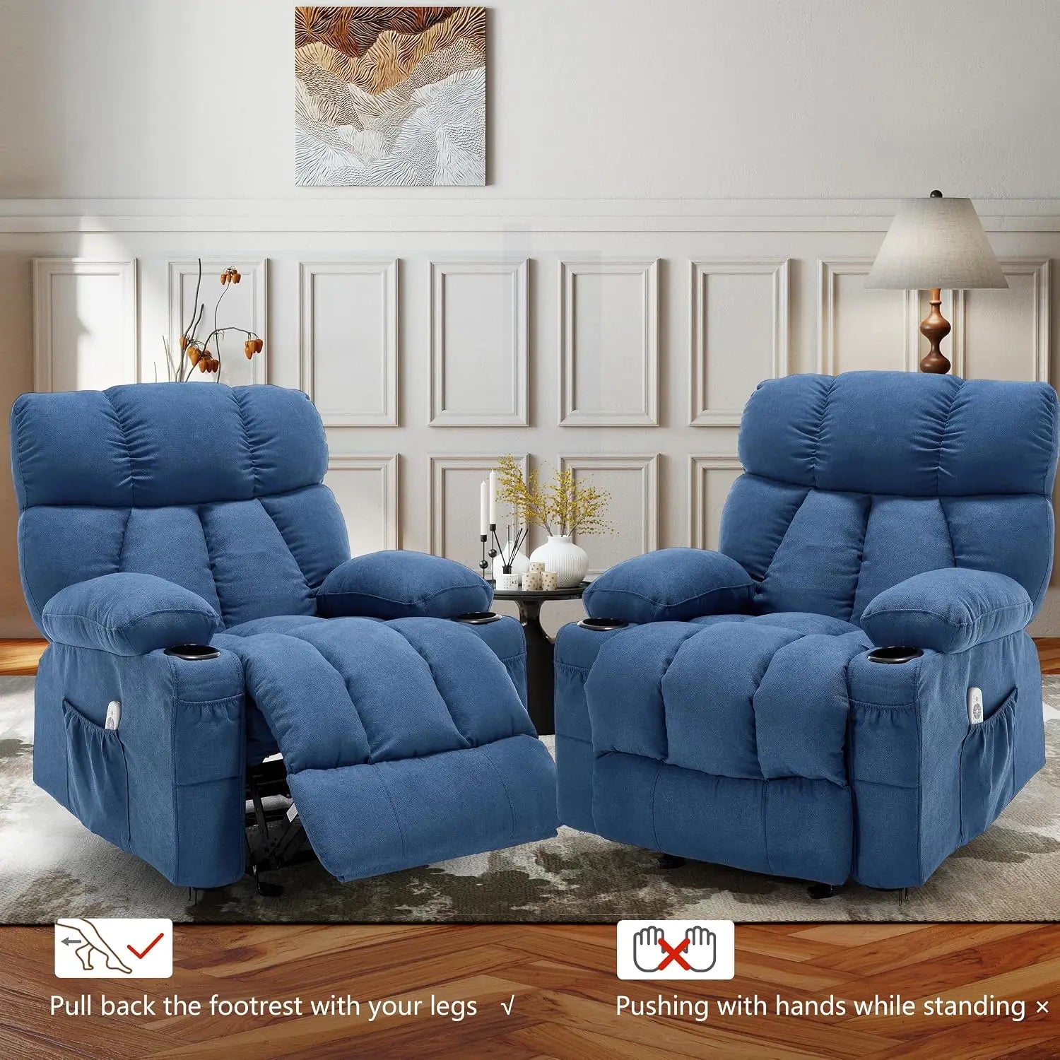 Massage Rocking Recliner Chair, Ergonomic Sofa with Vibration, Heat & Rocking for Nursery, Custom